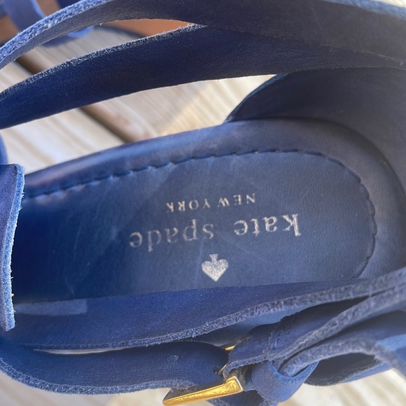 KATE SPADE Blue Suede Wedge Sandals Size 7 - Picture 11 of 14